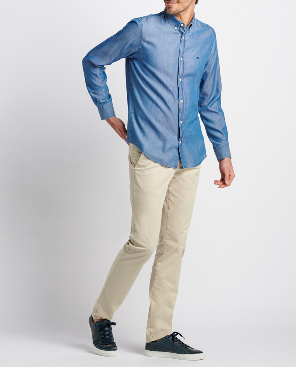 Slim fit shirt in Indigo with sail...