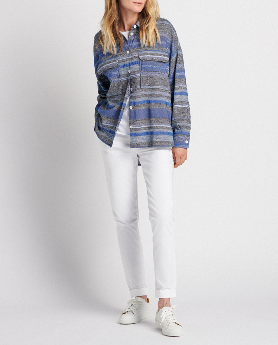 Overshirt in striped jacquard