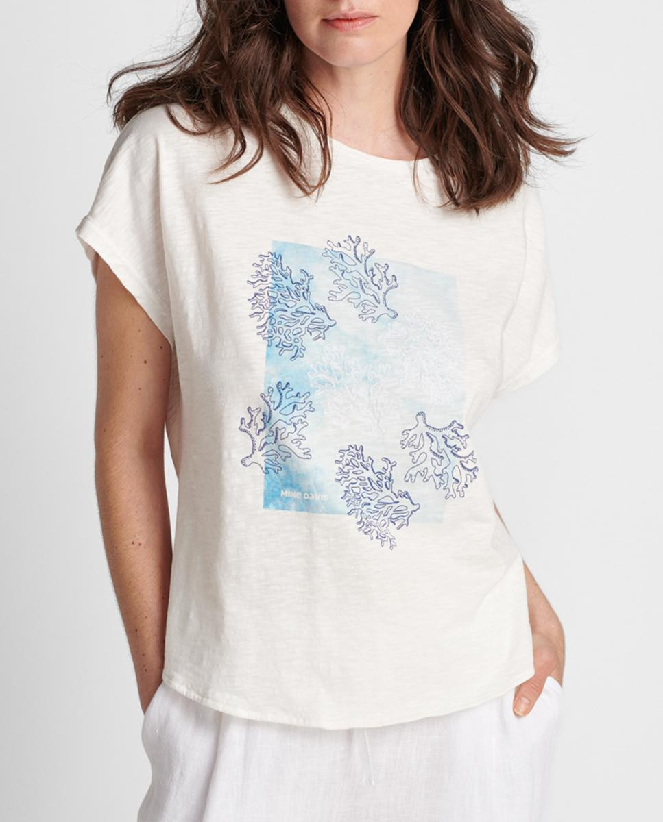 T-Shirt com Estampado de Corais