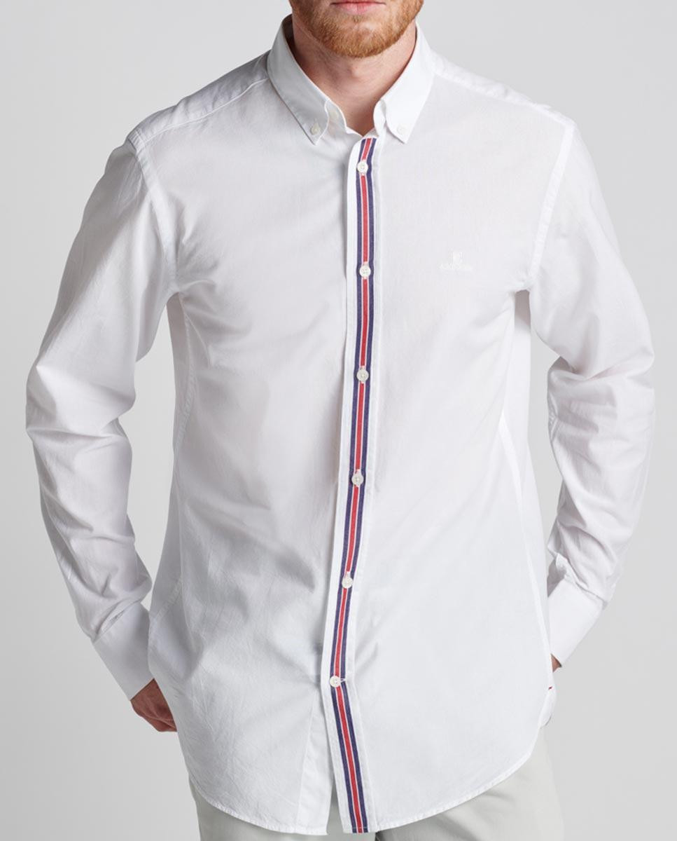 Poplin Shirt with Mesh Stripe - Regular