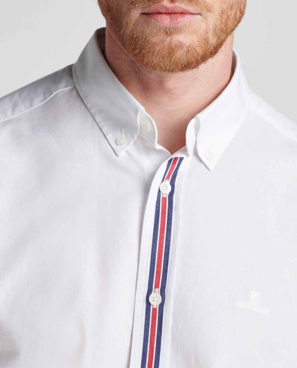 Poplin Shirt with Mesh Stripe - Regular