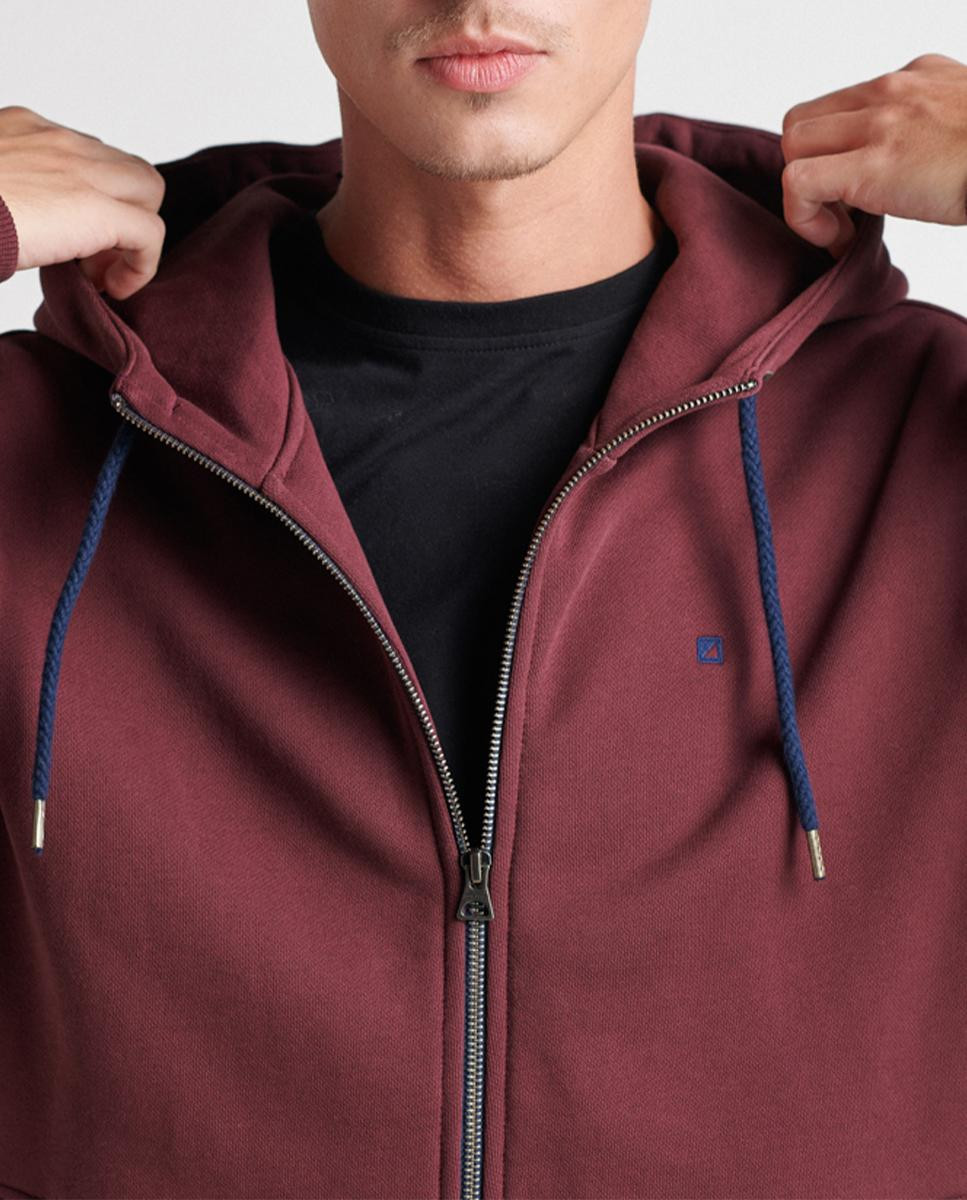 Hoodie Felpa Diagonal Cardada Com Fecho