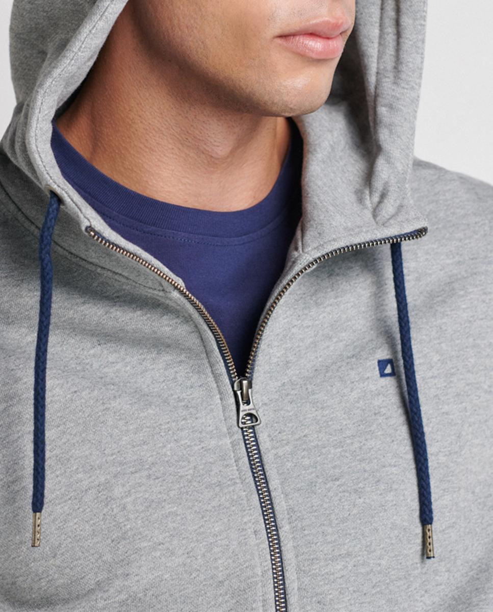 Diagonal carded fleece zip-up hoodie