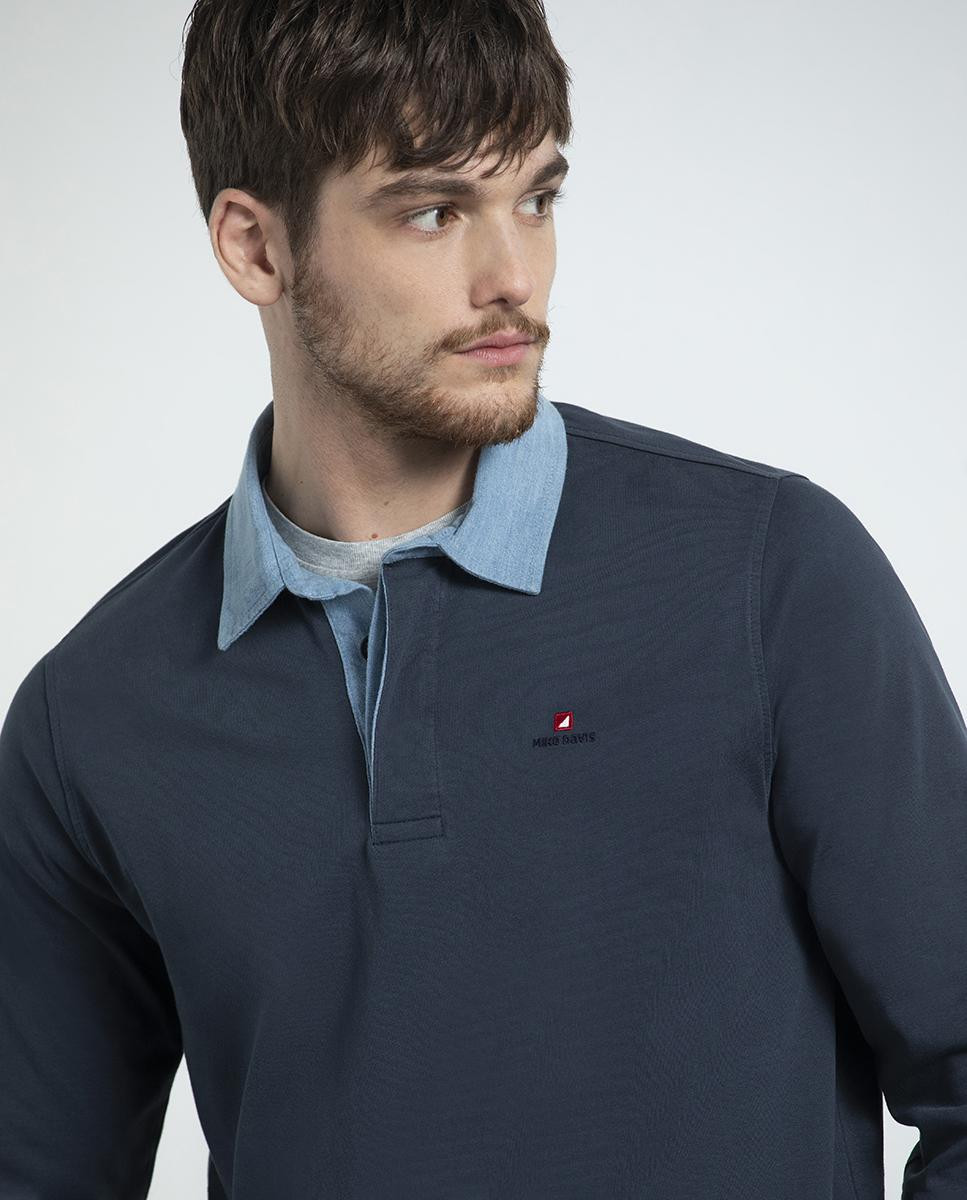 Camisa Rugby C/ Gola Denim - Regular