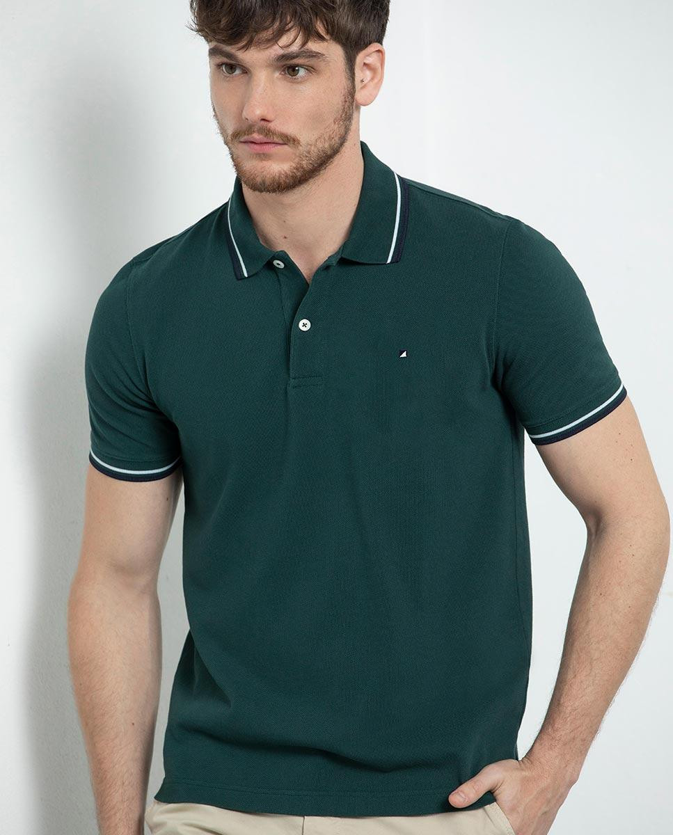 Polo de piqué con rayas rectas - Slim