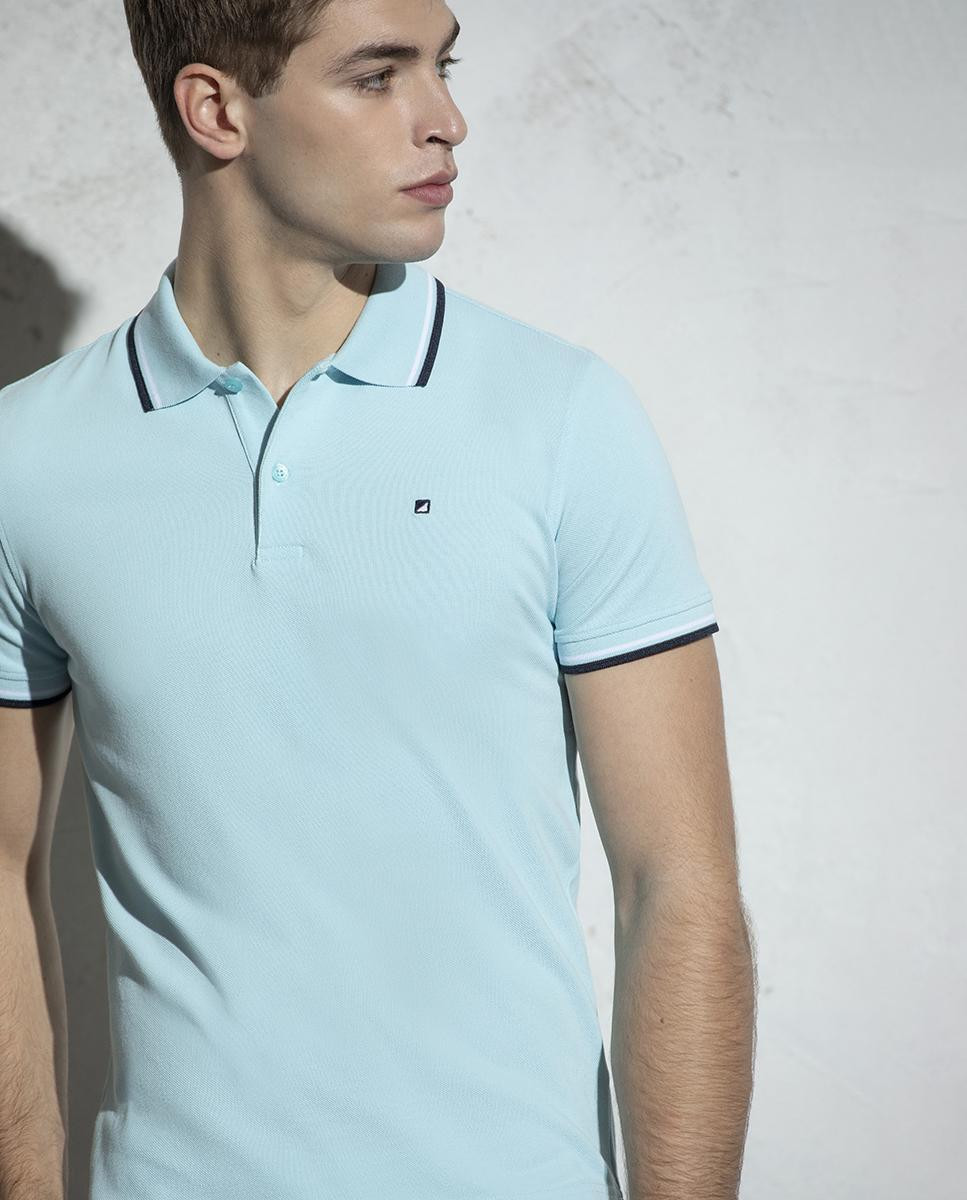 Polo de piqué con rayas rectas - Slim