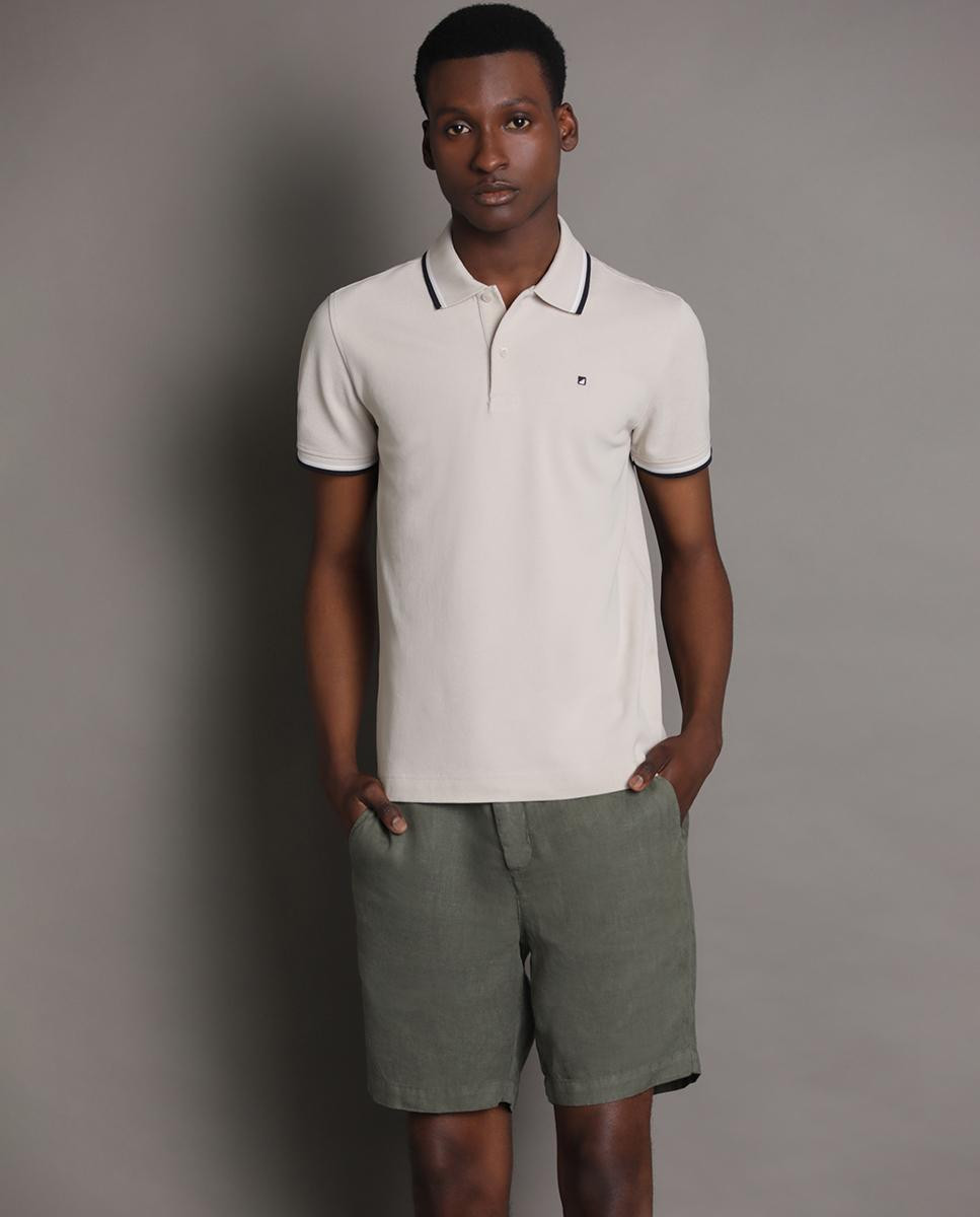 Piquet Polo With Straight Stripes - Slim