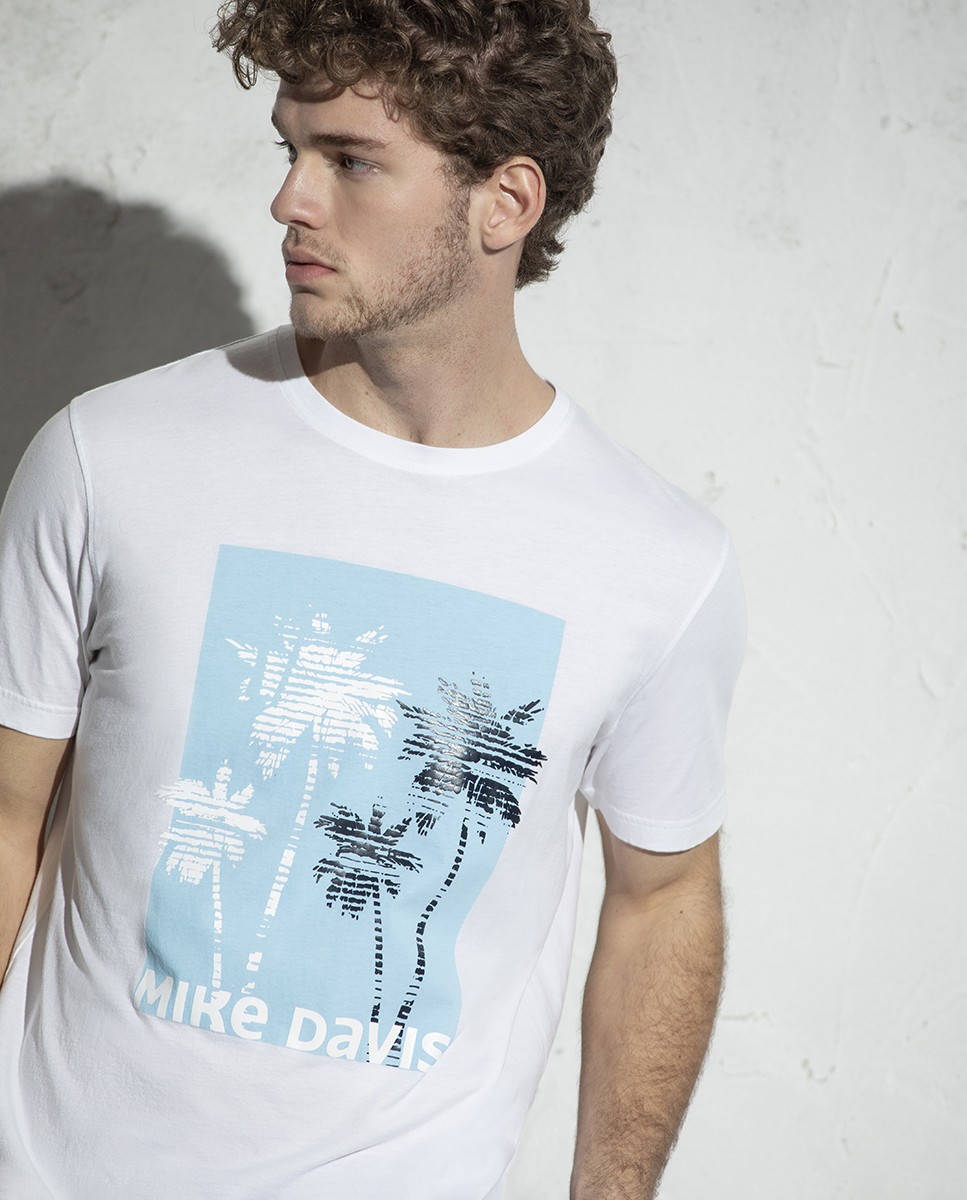 T-Shirt Jersey Palm Trees Print - Slim