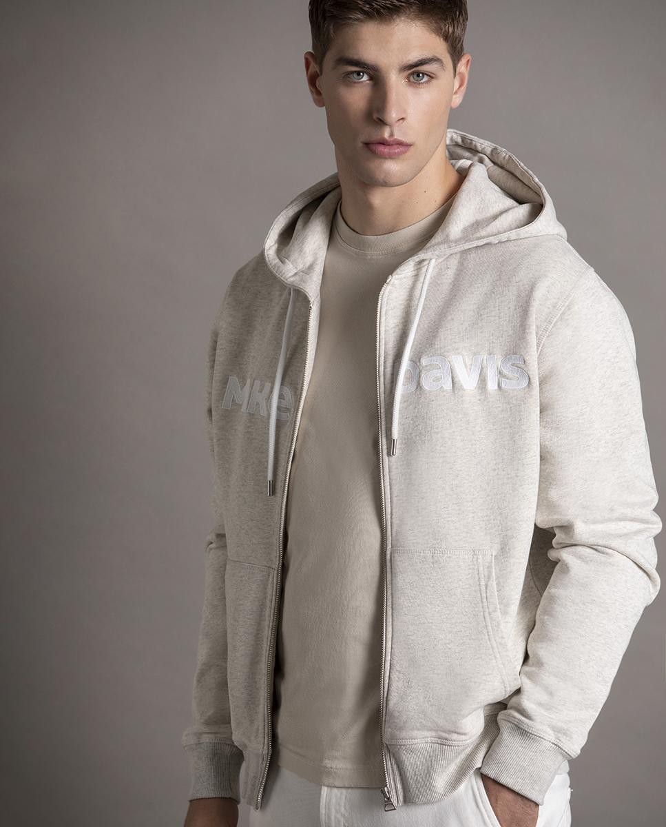 Hoodie Felpa C/ Fecho Bordado Mike Davis