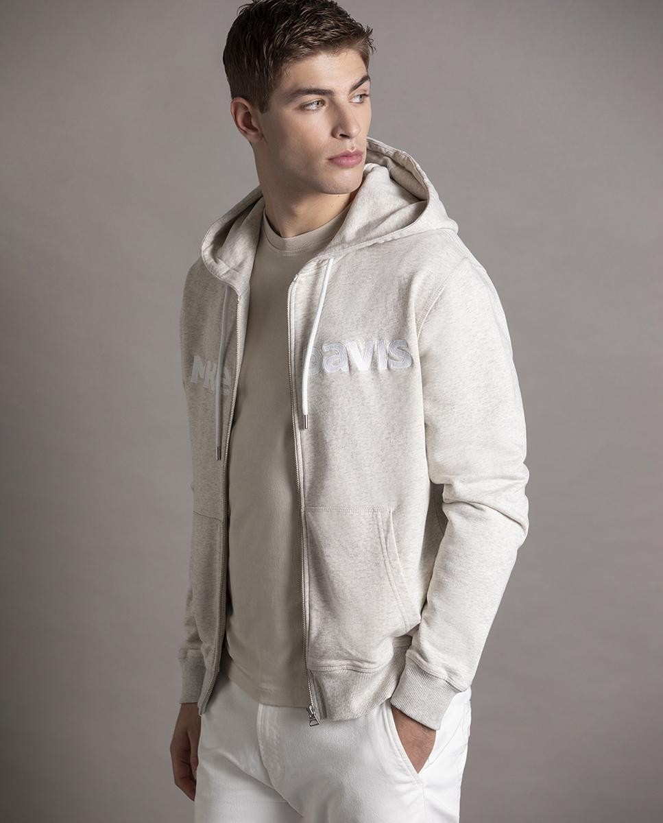 Hoodie Felpa C/ Fecho Bordado Mike Davis