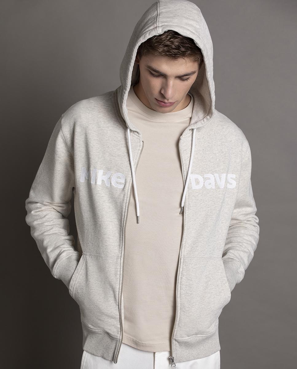 Hoodie Felpa C/ Fecho Bordado Mike Davis