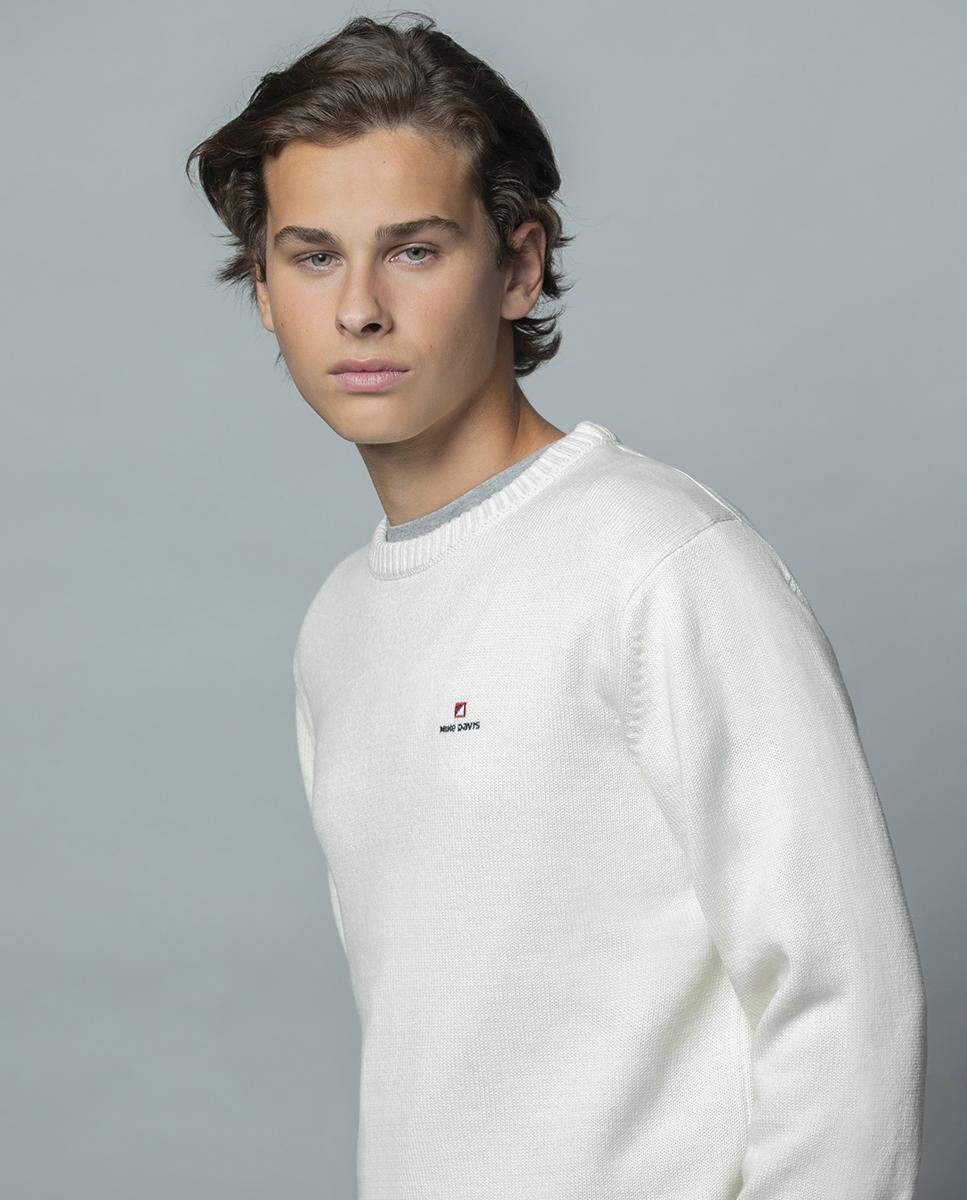 Crewneck Lã Merino Bordado Adn