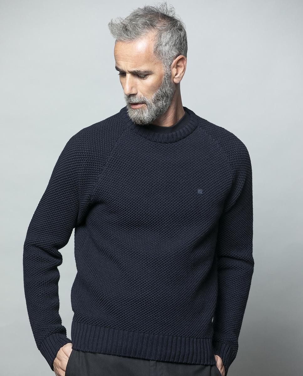 Crewneck Tricot Stitch Sleeve Raglan...