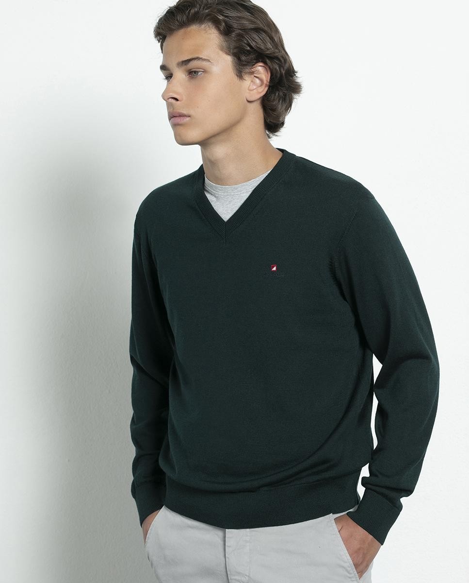 V'Neck Merino Wool Embroidered ADN