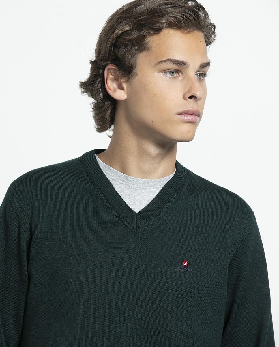 V'Neck Merino Wool Embroidered ADN