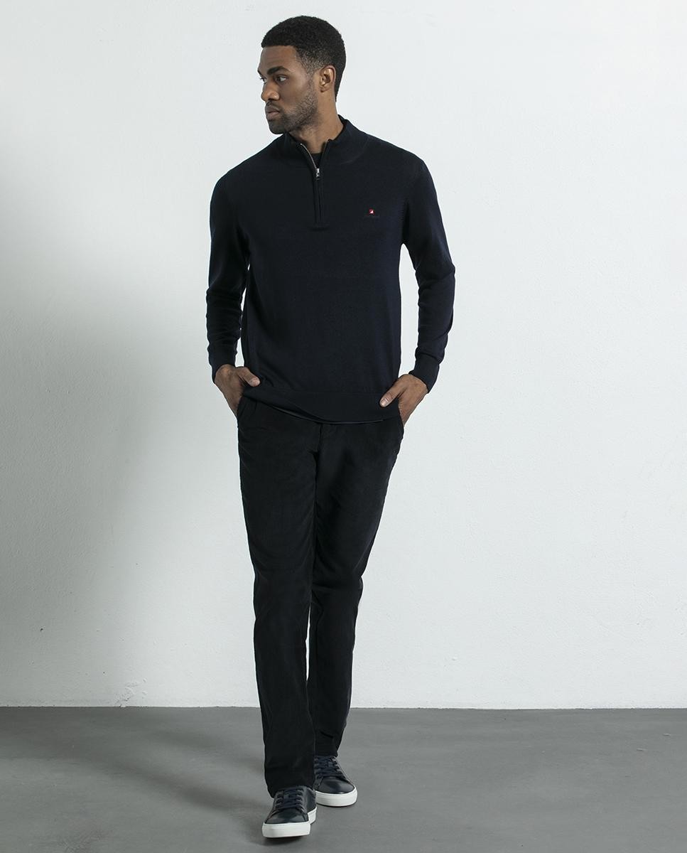 Zippered Polo Merino Wool Embroidered...