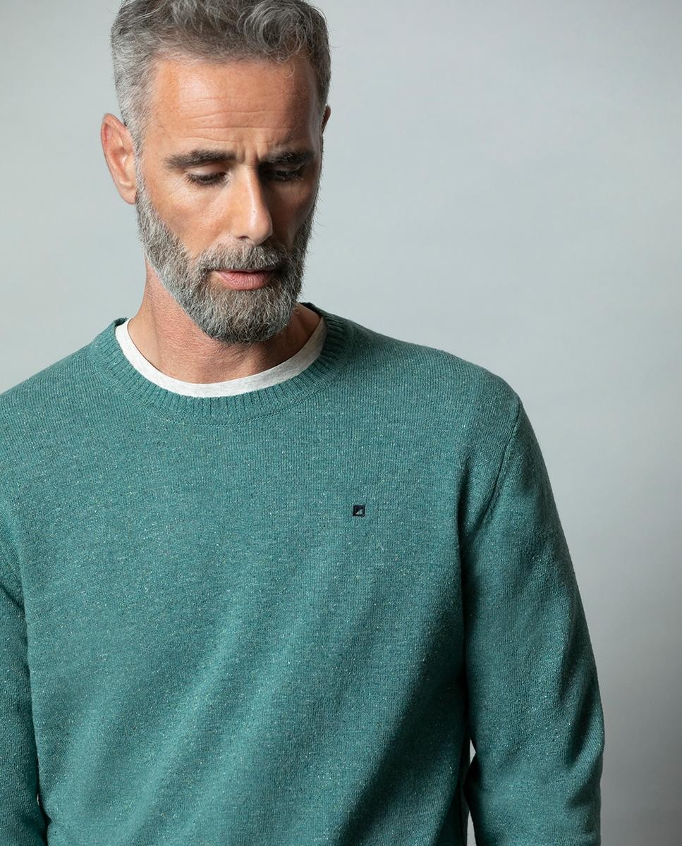 Crewneck Tricot Wool Silk Botoné