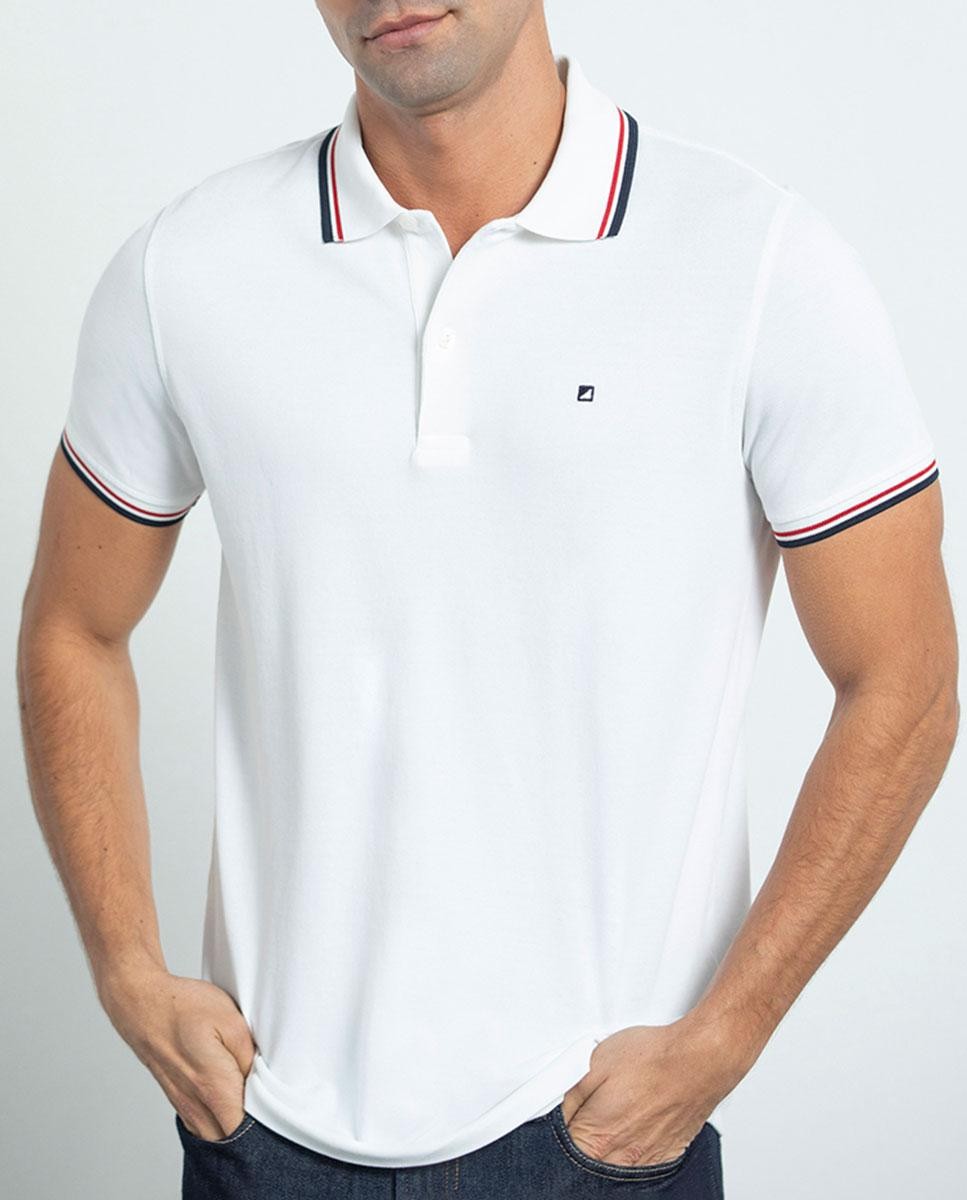 Piquet Polo With Straight Stripes - Slim