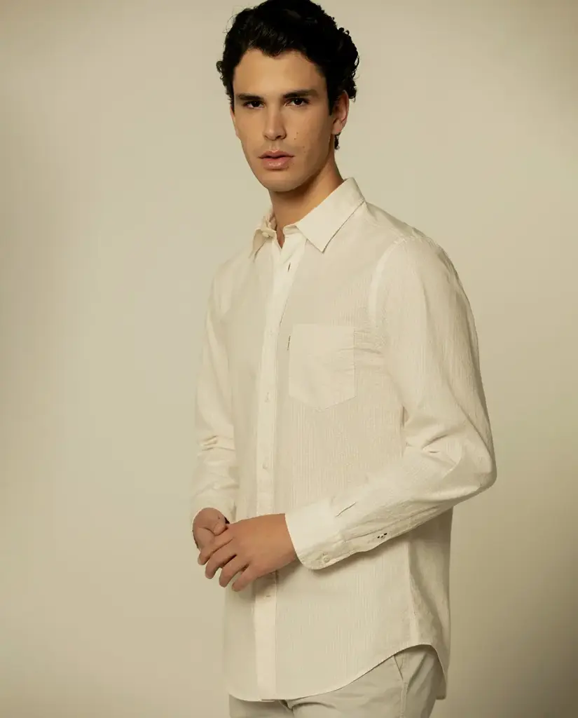 Camisa Seersucker com Bolso - Regular Fit