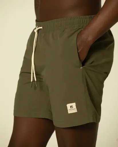 Calções Banho Lisos Khaki
