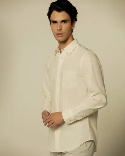 Camisa Seersucker com Bolso - Regular Fit